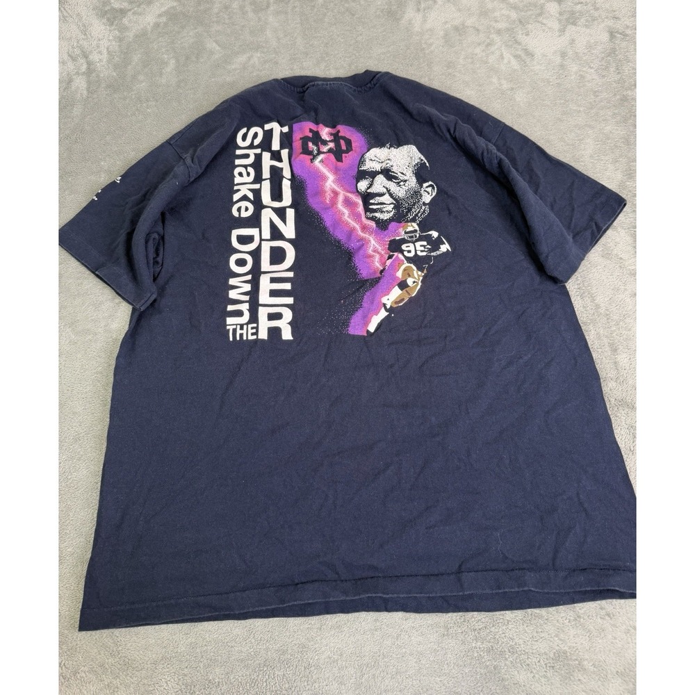 Vintage 90s Norte Dame Fighting Irish Football T Shirt Men's Size XL Blue